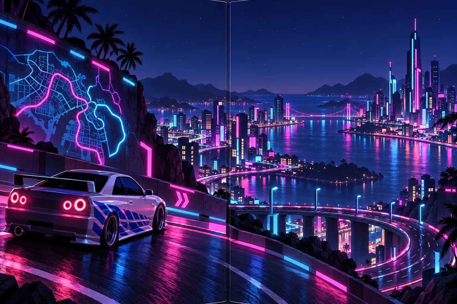 Neon Rush: in-game scene