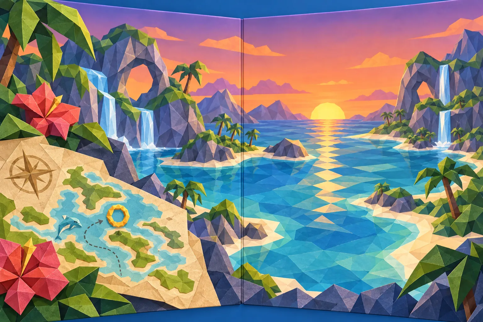 Dolphin Olympics 2: Sunset Lagoon: in-game scene