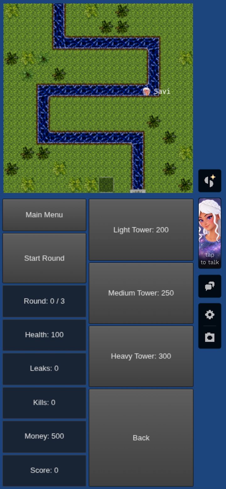 Crazy Canal Tower Defense on Spawn on a phone, its panel under the board